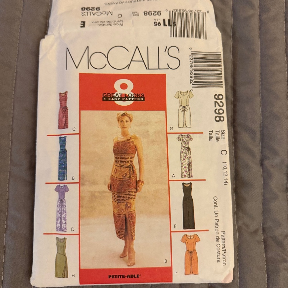 MCCALLS SARONG DRESS PATTERN 9298